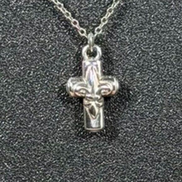 Brighton Silver-Tone Cross Pendant Necklace with Heart Charm - Picture 3 of 7